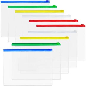 50 PCS Clear Color Zip up PVC A5 Paper Document File Bill Zipper Bag Pencil Pouch