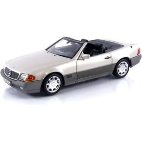 1989 MB 500 SL Convertible Smoke Silver Metallic and Gray Metallic 1/18 Diecast Model Car by Norev 183719