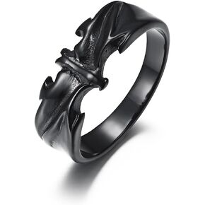 Dark Gothic Bat Ring Vampire Statement Rings Stainless Steel Ring Elegant Night Rings for Men
