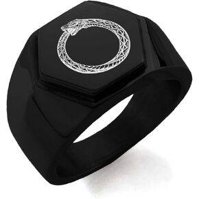 Stainless Steel Greek Mythology Minimalist Oval Top Polished Statement Ring
