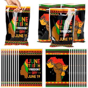 Happy Juneteenth Party Favor Bag - 50Pcs Black Freedom Day Party Gift Bags, Juneteenth Goody Candy Treat Bags, African American Independence Day Party Decoration for June 19 Juneteenth Party Supplies