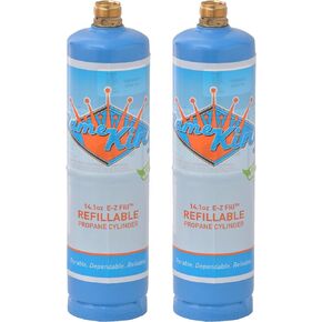 Flame King 1LB Empty Propane Welding Cylinder Tank, Reusable & Transportable - Safe and Legal Refill Option, 14.1 oz, Blue (2-Pk)