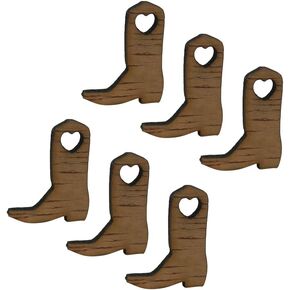 ULTNICE 50pcs Miniature Wooden Cowboy Boots Embellishments Crafts for Wedding Party Decoration