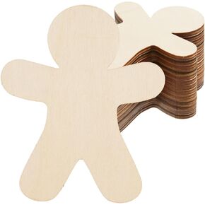 36 Pcs Gingerbread Man Wood Cutouts Unfinished Wooden Gingerbread Men Shapes Cut Outs Blank Wood Christmas Cutouts Wood Xmas Ornaments Slices for DIY Crafts Xmas Christmas Party Home Decor,4x4.7" in Kuwait