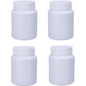 4PCS Empty Medicine Pill Bottle White Plastic Vials with Screw Cap Liquid Solid Powder Capsules Case Pill Tablet Holder Box Storage Container Reagent Bottle Travel Jar Pot (100ML)