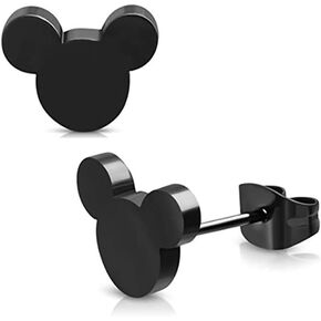 baobei surgical steel earrings,black/Gold/silver stainless steel Small Cartilage cute mouse stud earrings for men boy Girls, birthday gift Nickel Free in Saudi Arabia