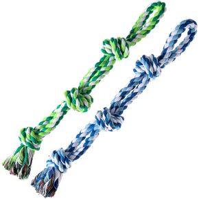 Dog Rope Toys 2 Pcs Indestructible Dog Toys, Dog Chew Toys for Aggressive Chewers, Tough Puppy Teething Chew Toys for Boredom, Dental Cleaning Tug of War Dog Toy, Great for Small to Large Breed