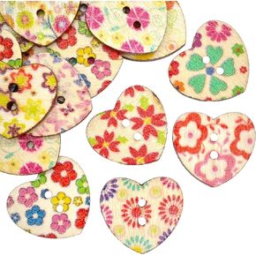 120-Pcs 3/4" Mixed Flower Wooden Buttons | Bulk Assorted Colors Natural Wood Buttons for Sewing DIY Crafts Decoration Knitting Clothing Handmade Projects (20mm)