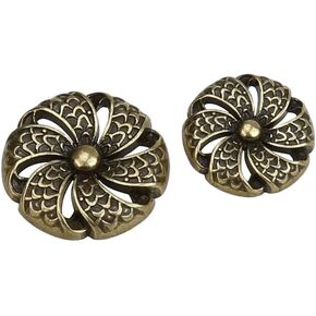 COTOWIN Pack of 10pcs Round Hollowed Out Metal Sewing Buttons, (Antique Silver, 1" / 25mm)
