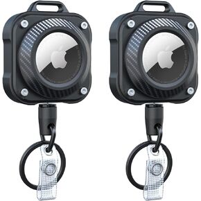 LIUGX 2 Pack Airtag Retractable Keychain with Belt Clip, Airtag Holder, Badge Reel with 31.5" Wire Rope, 10,000+ Rebound, 8oz