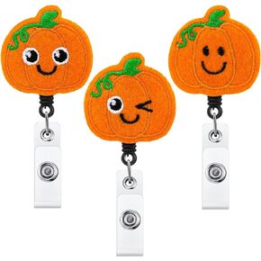 3 Pieces Halloween Badge Reel Halloween Cute Badge Holder Thanksgiving Retractable ID Badge Reel Cute Nurse Badge Holder Nursing Badge Clip (Ghost Style)