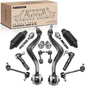 A-Premium Set of 14, Rearward Lower Control Arm, Upper Ball Joint, Inner Outer Tie Rod End, Front Rear Sway Bar Link, Compatible with Ford & Lincoln & Mercury - 2006-2009 - Fusion, MKZ, Zephyr, Milan