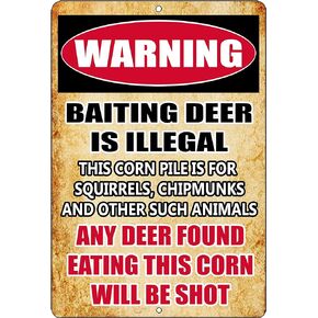Rogue River Tactical Funny Hunting Metal Tin Sign Wall Decor Man Cave Bar Cabin Hunt Warning Baiting Deer Is Illegal