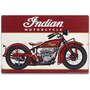 Indian Motorcycle Company Round Metal Sign - Vintage Indian Motorcycle Company Sign for Garage, Shop or Man Cave