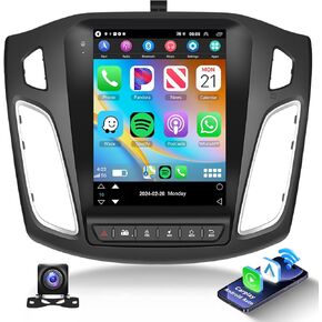 راديو سيارة لسيارة Ford Focus 2012-2018 Android 13 ستيريو مع Carplay لاسلكي Android Auto، شاشة لمس 9.7 بوصة راديو السيارة يدعم GPS/WiFi/Bluetooth/راديو FM/HiFi Audio/SWC/كاميرا احتياطية in Kuwait