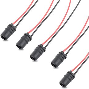 6 PCS Car T10 Instrument Bulb Harness Socket, W5W 194 Bulb Pre-Wired Connector Round Mouth 12961 Lamp Holder with 4.33" Wire Harness, Modification Replacement Accessories, for Cars (Black)