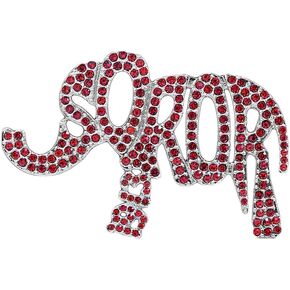 Soror Black Women Sorority Red Elephant Pin Fortitude Delta Broach Jewelry