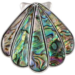 Alilang Silvery Tone Abalone Shell Scalloped Ocean Sea Brooch Pin Pendant Custom Jewelry Gifts for Women