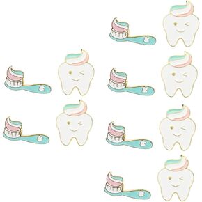 Abaodam 12 pcs Tooth Toothbrush Clothes Dentist Badges With metal Tie Pin Cartoon Brooch tooth Toothbrush Enamel Pin Cute Brooch Pins for Backpacks Set Badges Clothing Bags Jackets