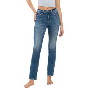 VERVET High Rise Stretch Slim Straight Jeans Medium Blue V3046