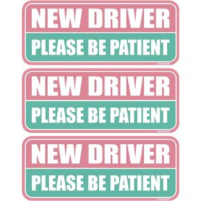 GEEKBEAR New Driver Car Magnet - Colorful, Reflective, Weather-Resistant - Rectangular 8.7 x 3.5 in (Black/Black, 3 Pack)