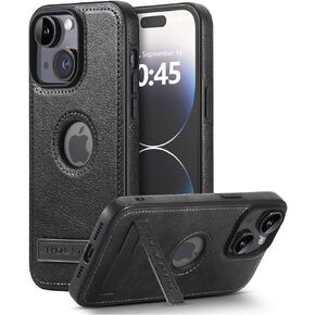 Leather case for iPhone 15 Plus Case, Thin Flexible Soft Grip Luxury Cover, Protective Slim with Kickstand Shockproof Phone Cases Compatible with iPhone 15 Plus (Brown, for iPhone 15 Plus)