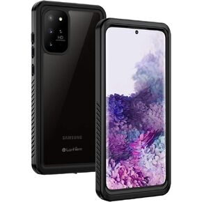 Lanhiem Samsung Galaxy S20 Case (Not for Plus or Ultra), IP68 Waterproof Dustproof Case with Built-in Screen Protector, Heavy Duty Full Body Protective Cover for S20 5G, Black/Clear