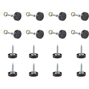 Mirror Screws, 40 Sets 16mm 304 Stainless Steel Thicken Mirror Nails with Decorative Caps Covers, Black