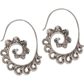 NOVICA Artisan Sterling Silver Halfhoop Earrings 925 Paisley from Bali No Stone Indonesia [1.8 in H x 0.1 in W x 1.3 in D] ' Paisley Ferns'