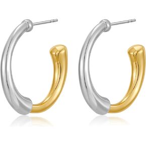 Silver Heart Gold And Silver Hoops Two Tone Hoop Earrings For Women Mixed Metal Earrings Perfect Two Tone Earrings Jewelry