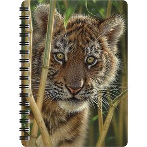 Jotter - Discovery from Deluxebase. Lenticular 3D Tiger 6x4 Spiral Notebook with plain recycled paper pages. Artwork licensed from renowned artist Collin Bogle
