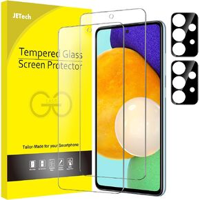 JETech Screen Protector for Samsung Galaxy A52 / A52 5G / A52s 5G with Camera Lens Protector, Tempered Glass Film, HD Clear, 2-Pack Each