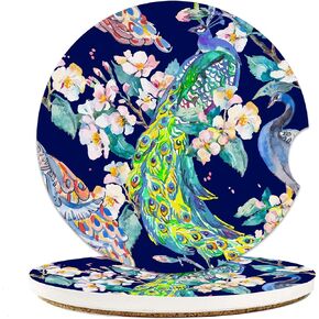 Groovy Sea Shells Car Coasters for Cup Holders, Absorbent Ceramic Coaster with Cork Back, Car Accessories Gifts for Men Women, 2PCS Universal Anti Slip Car Accessories, Cup Mat for Most Car Interior
