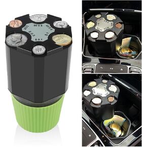 Car Coin Holder,Portable 2-In-1 Design Storage Box + Coin Holder for Car,360° Rotatable Detachable Change Holder for Car Truck SUV Home Office