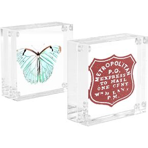 2.5x3.5 inch Acrylic Picture Frame 2 Pack, Clear Freestanding Desktop Double Sided Magentic Small Picture Display