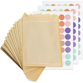 100 Pcs Bakery Bags with Window, 5.1 x 7.5 Inches Kraft Paper Bags with 144 PCS Stickers, Donut Bags To Go, Bakery Paper Bags for Treat, Snack, Cookie Packaging (Brown)