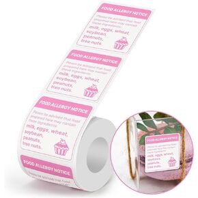 2"x2" 300pcs Square Food Allergy Stickers Waterproof for Party, Restaurants, Allergen Warning Stickers for Food, Kitchen