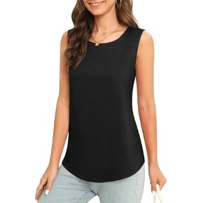 Women's Sleeveless Chiffon Tank Top Business Casual Blouse Tunic Top in Kuwait