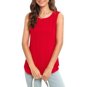 Women's Sleeveless Chiffon Tank Top Business Casual Blouse Tunic Top