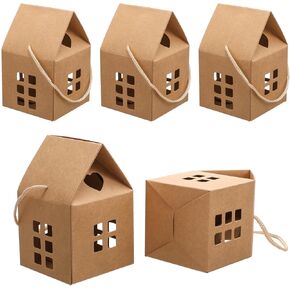 FOMIYES 10 قطع من صناديق الحلوى على شكل منزل عيد الميلاد مع حبل، صناديق ورق حلوى البسكويت، حقائب هدايا محمولة، صناديق حلوى متعددة الوظائف لحفلات الزفاف لصالح مستلزمات تعبئة الهدايا in Kuwait