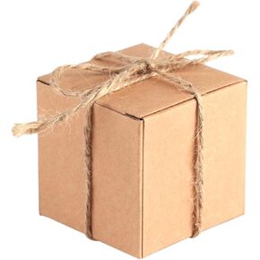 HERCHR Small Gift Boxes, 50 pcs 2x2x2 Small Cardboard Box Paper Gift Boxes Kraft Paper Box Brown Recycled Boxes Brown Favor Box Craft Paper Box for Bridal Birthday Party Christmas Gifts Boxes