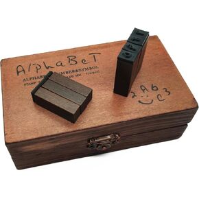 Vintage Letter Stamps Wood Rubber Stamps, 70Pcs Alphabet Stamps Set with Old Red Vintage Wooden Box for Gift Card Making Scrapbook DIY Ancient Typing Simulation (Italics)