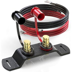 MZS Universal Battery Jump Post, Charging and Jumper Terminals Relocation Kit Compatible with Maverick X3 UTV ATV Car Trucks RV Tractor Mower Diesel Boat w/4 Gauge Battery Cables & Mounting Bracket