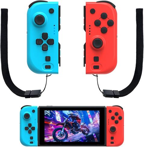 وحدة تحكم NexiGo Switch Joypad للتبديل/تبديل OLED، استبدال عصا التحكم لوحدة التحكم بالتبديل، لوحة ألعاب Joypad (L/R) مع محور جيروسكوبي مزدوج الصدمات قابل للتعديل (أحمر وأزرق) in Kuwait