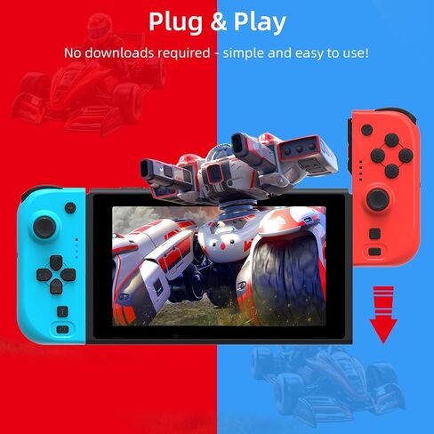 وحدة تحكم NexiGo Switch Joypad للتبديل/تبديل OLED، استبدال عصا التحكم لوحدة التحكم بالتبديل، لوحة ألعاب Joypad (L/R) مع محور جيروسكوبي مزدوج الصدمات قابل للتعديل (أحمر وأزرق) in Kuwait