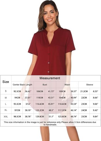 Vlazom Nighties for Women, Ladies Button Down Nightgown Short Sleeves Soft Casual Nightshirt Pajama Dress with Pocket S-XXL in Saudi Arabia