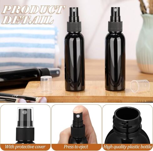 Tanlade 100 Pcs 2oz Small Spray Bottles Refillable Mini Spritzer Clear Empty Plastic Spritz Bottle Refillable Reusable Travel Size Mist Bottle Sprayer for Travel Cleaning Perfume Liquid (Black) in Kuwait