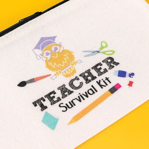 PARBEE Teacher Gift Makeup Bag, 12PCS Canvas Cosmetic Pouch Zippered Toiletry Bags Case, Appreciation Gifts for Teachers in Saudi Arabia