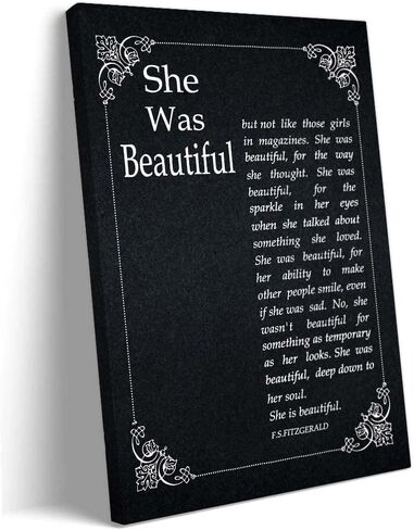 She Was Beautiful Wall Art Framed Motivational Poster Canvas She Was Beautiful Quotes Wall Art Black Art Prints Framed (16x24 inch) in Kuwait