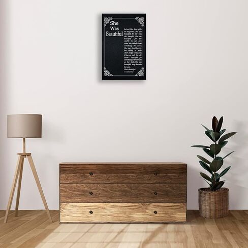 She Was Beautiful Wall Art Framed Motivational Poster Canvas She Was Beautiful Quotes Wall Art Black Art Prints Framed (16x24 inch) in Kuwait